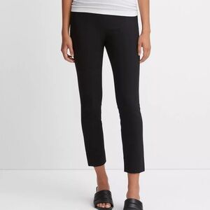 VINCE Stitch Front Seam Ponte Leggings Black Side Zip Back Ankle Size L $295